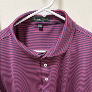 Southern Point Co. Men's Polo Shirt - Red and Blue Stripes